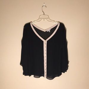 Shoulder-Peek Black Blouse
